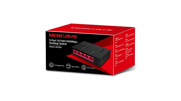 SWITCH 5 PORTAS GIGABIT 10/100/1000 MERCUSYS MS105G