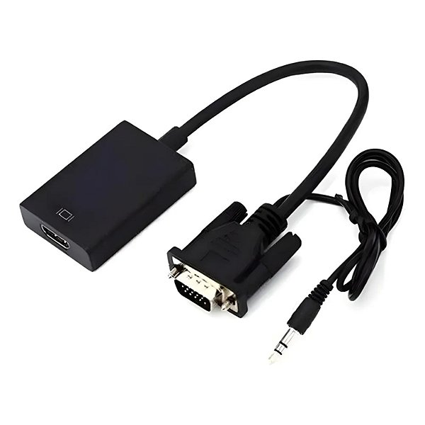 CONVERSOR VGA MACHO PARA HDMI FEMEA TOMATE MCB-040 COM ALIMENTATAÇAÕ USB C AUDIO