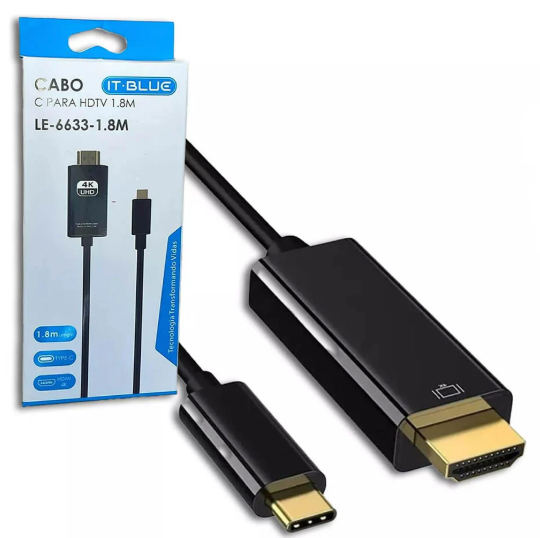 CABO ADAPTADOR USB C PARA HDMI 1.8M IT BLUE LE-6633