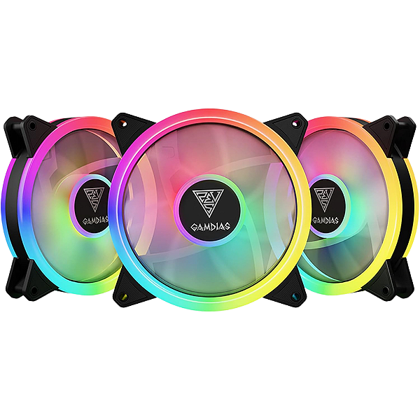 KIT FAN C/ 3 GAMDIAS AEOLUS M2-1203 LITE RGB 120MM HIDRÁULICO 1200RPM