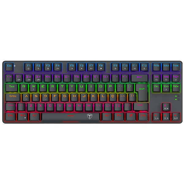 TECLADO MECÂNICO GAMER T-DAGGER BORA RAINBOW SWITCH BROWN PRETO T-TGK313-BR