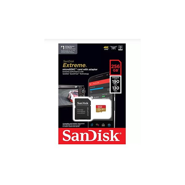CARTÃO DE MEMORIA MICRO SD SANDISK 256GB EXTREME 190MB