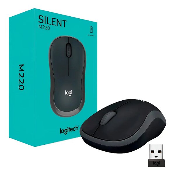 MOUSE USB SEM FIO LOGITECH M220 SILENT PRETO