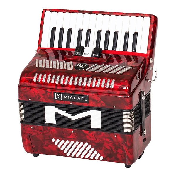 ACORDEON MICHAEL 48 BAIXOS ACM4803N PRD VERMELHO PEROLADO