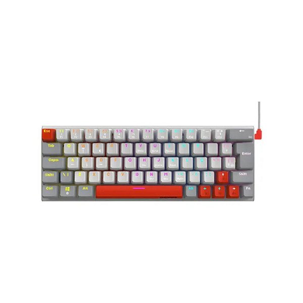 TECLADO GAMER MECANICO PCYES KUROMORI WHITE GHOST PTKMWG60BL SWITCH AZUL 246231