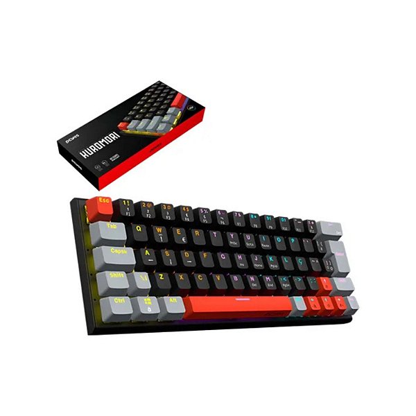 TECLADO GAMER MECANICO PCYES KUROMORI PRETO VULCAN PTKM60RD SWITCH VERMELHA 199409