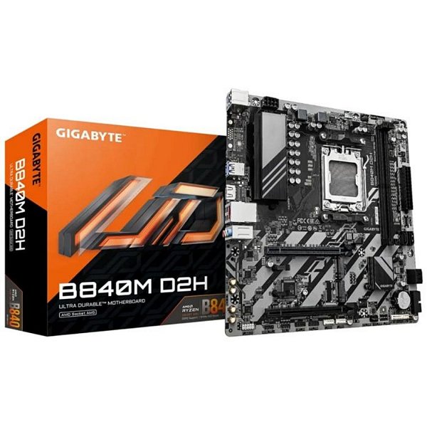 PLACA MÃE GIGABYTE B840M D2H CHIPSET B840 MATX GAMING ,  AMD AM5, DDR5 , HDMI USB 3.2 M2