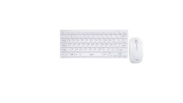 KIT TECLADO E MOUSE USB SEM FIO OEX TM405 COMBO ULTRA SLIM BRANCO