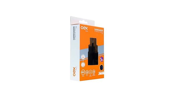 CARREGADOR CELULAR TOMADA USB E TIPO C  OEX CG-206 PRETO