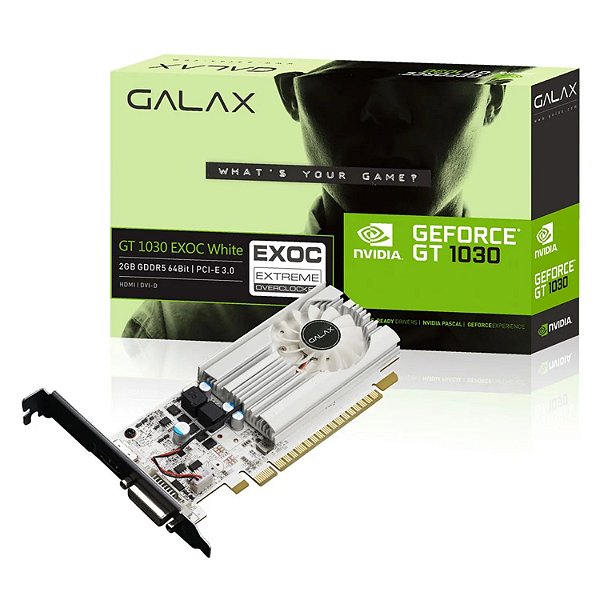 PLACA DE VIDEO  2GB GALAX GEFORCE GT 1030 DDR5 64BITS EXOC 30NPH4HVQ5EW