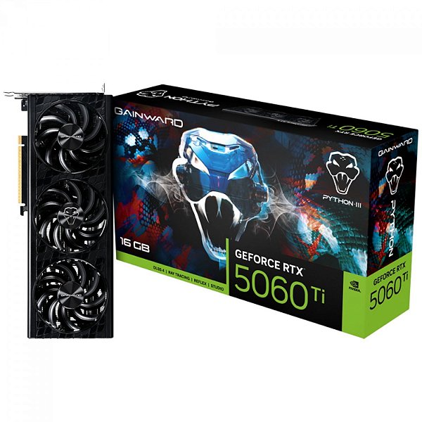 PLACA DE VÍDEO GAINWARD NVIDIA GEFORCE RTX 5060 TI PYTHON III 16GB GDDR7 DLSS RAY TRACING