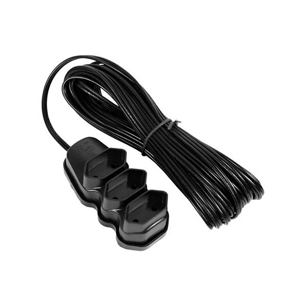 EXTENSAO ELETRICA 3 TOMADAS TRIPOLAR 10M BIVOLT VINIK PRETA 199335