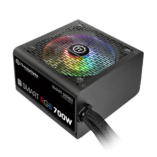 FONTE ATX 700W THERMALTAKE 80 PLUS SMART RGB 80+ FAN HUB/SLEEVED CABLE PS-SPR-0700NHFAWB-1*
