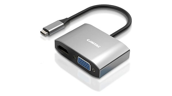 ADAPTADOR CONVERSOR TIPO C PARA HDMI VGA EXTENDE 2 TELAS SIMULTANEAS  COMTAC 9453