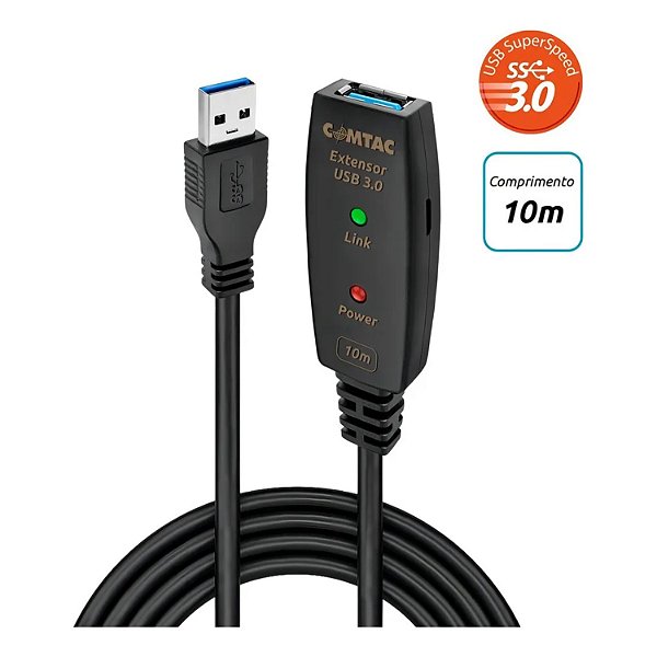 CABO EXTENSOR AMPLIFICADO USB 3.0 10M  COMTAC 9374