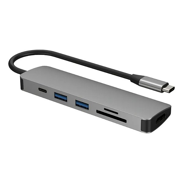 HUB USB TIPO C 3.0 DOCK STATION 6 EM 1 HDMI LEITOR CARTAO COMTAC 9413