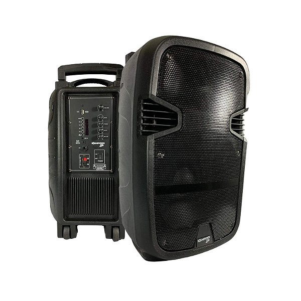 CAIXA DE SOM AMPLIFICADA 100W SOUNDVOICE CA120 LITE BLUETOOTH/USB/MICRO SD/FM/P10 C/ RODINHAS COM BATERIA