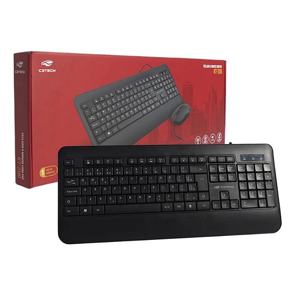 KIT TECLADO E MOUSE C3TECH KT-200BK COM FIO PRETO