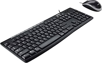 KIT TECLADO E MOUSE MK200 COM FIO PRETO