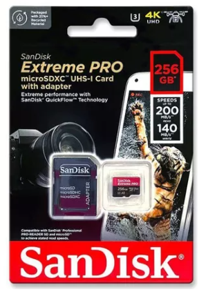CARTAO DE MEMORIA MICRO SD 256GB SANDISK CLASSE 10 EXTREME PRO  200MB/S