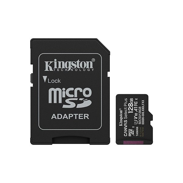 CARTÃO DE MEMORIA MICRO SD 128 GB KINGSTON CLASSE 10 CANVAS SELECT  PLUS 150MBS