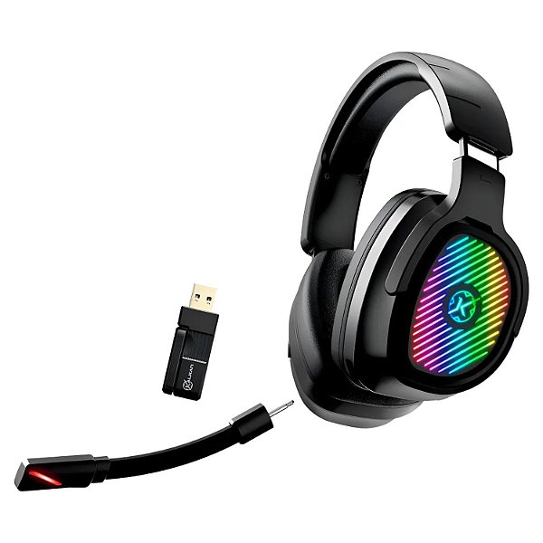HEADSET GAMER WIRELESS KALKAN RAGNAR RGB PRETO 7.1 SURROUND VIRTUAL