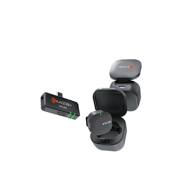 MICROFONE DE LAPELA KADOSH SEM FIO WIRELESS TIPO C DUPLO KVLOG2
