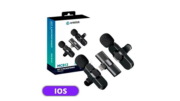 MICROFONE LAPELA SEM FIO LIGHTNING IPHONE DUPLO MC812/LE932