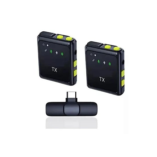 MICROFONE SEM FIO DE LAPELA DUPLO TIPO C C/ CANCELAMENTO DE RUIDO ONISTEK MC819