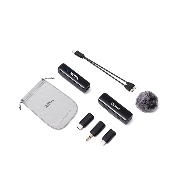 MICROFONE DE LAPELA BOYA SEM FIO WIRELESS TIPO C/ LIGHTNING IPHONE/ P2 BOYALINK-A1