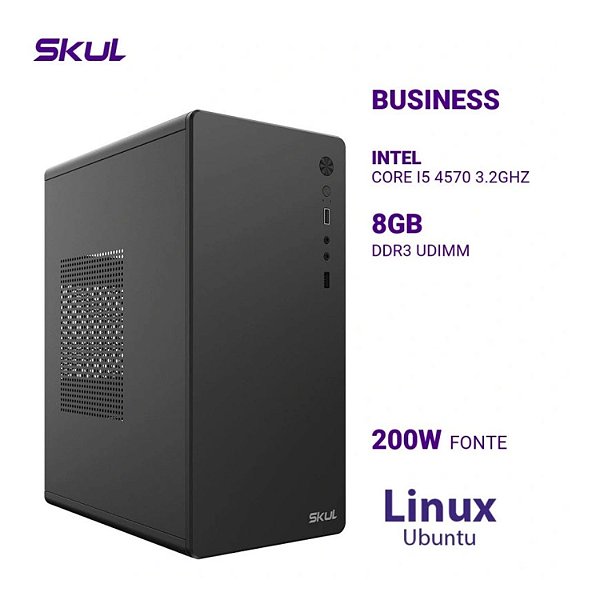 COMPUTADOR SKULL B500 CORE I5 4570 3.2GHZ MEM 8 GB DDR3 SSD 512 FONTE 200W LINUX UBUNTU