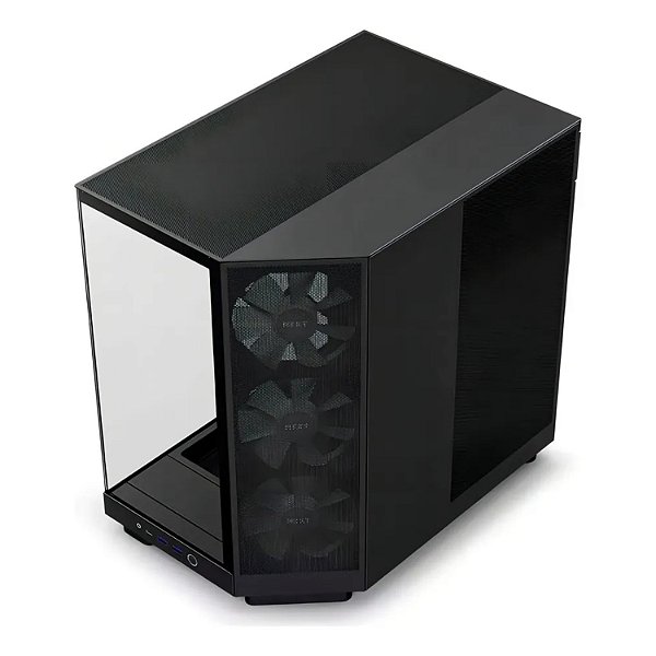GABINETE GAMER NZXT H6 FLOW EDITION MID TOWER ATX LATERAL EM VIDRO COM FANS PRETO