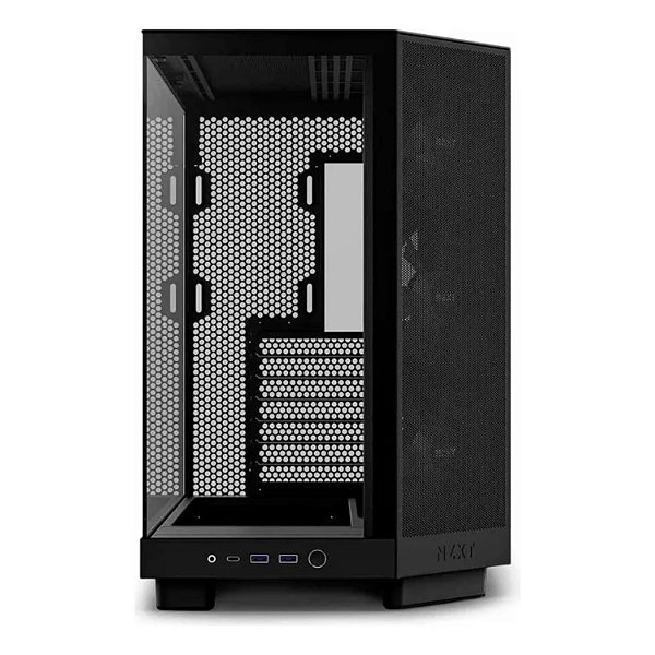 GABINETE GAMER NZXT H6 FLOW EDITION MID TOWER ATX LATERAL EM VIDRO COM FANS PRETO