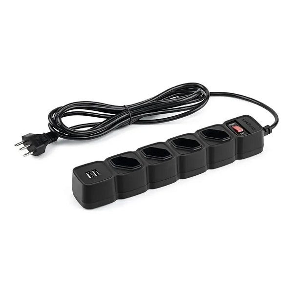 FILTRO DE LINHA 4 TOMADAS 2 USB PRETO INTELBRAS EPE 204