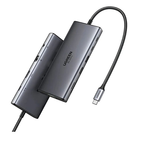 HUB USB UGREEN COM HDMI/VGA/RJ45 GIGA/2P USB-A 3.0/2P USB-C/USB-C 100W/SD/TF/P2 CM639