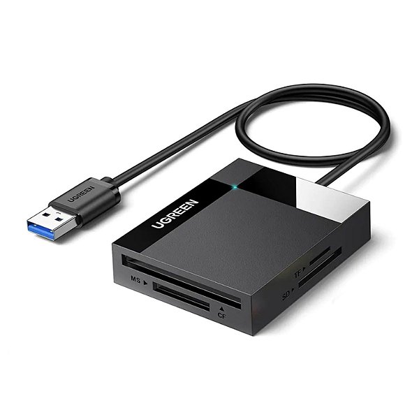 LEITOR DE CARTAO SD UGREEN 4 PORTAS E USB-A DE 5GBPS PRETO CR125