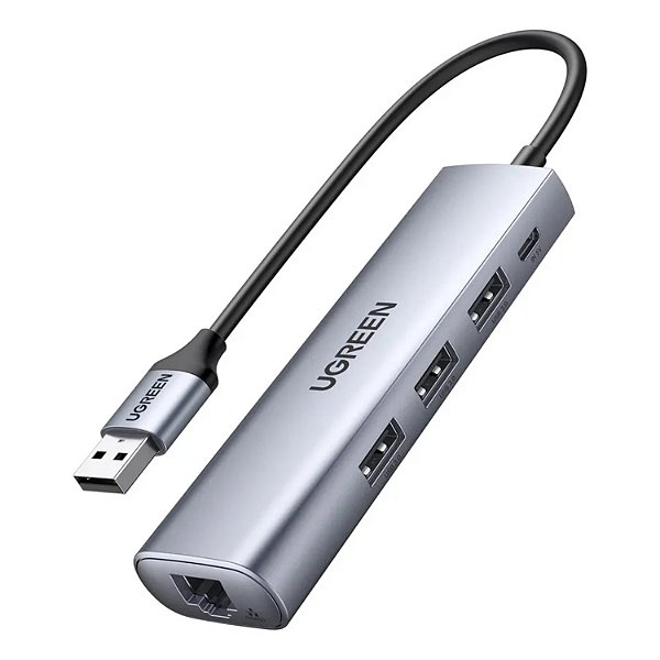 HUB USB 3.0 5 PORTAS COM ENTRADA RJ45 GIGABIT UGREEN