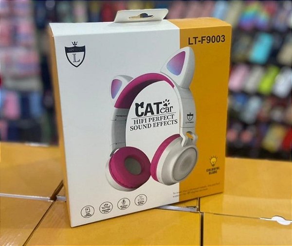 FONE DE OUVIDO BLUETOOTH COM ORELHAS GATINHO LED COLORS