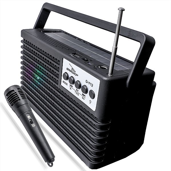 RADIO PORTATIL BLUETOOTH/FM/USB RGB COM MICROFONE  D-Y12
