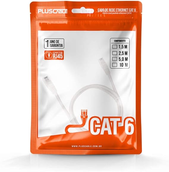 CABO DE REDE 2.5M CAT6 PLUSCABLE BRANCO
