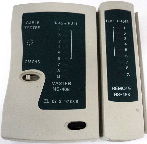 TESTADOR DE CABOS DE REDE E TELEFONE RJ11 E RJ45 S/ BATERIA