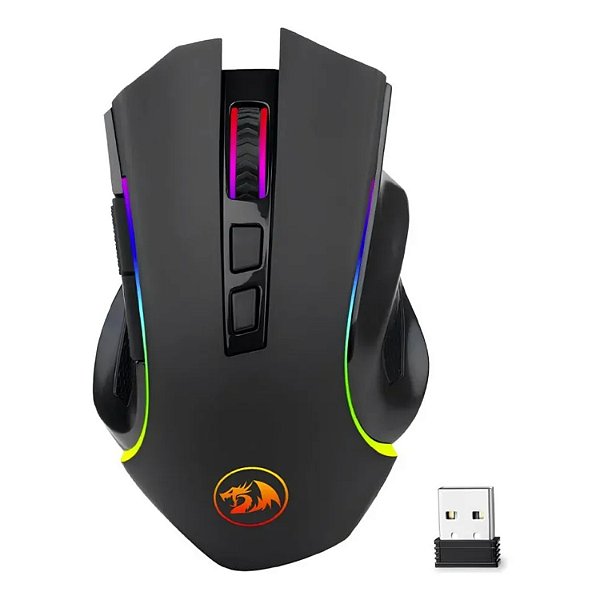 MOUSE GAMER SEM FIO REDRAGON GRIFFIN, 8000 DPI, 8 BOTÕES, WIRELESS, PRETO - M602-KS
