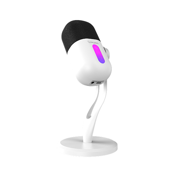 MICROFONE GAMER CONDENSADOR PCYES VOLINI WHITE GHOST RGB USB MGVLNWG BRANCO