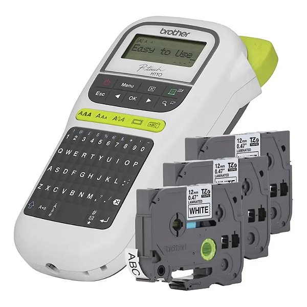 KIT ROTULADOR BROTHER PT H110 + 3  FITAS TZe 12mm