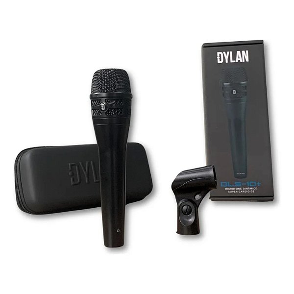 MICROFONE COM FIO DINAMICO SUPER CARDIOIDE DYLAN DLS 10 + PLUS