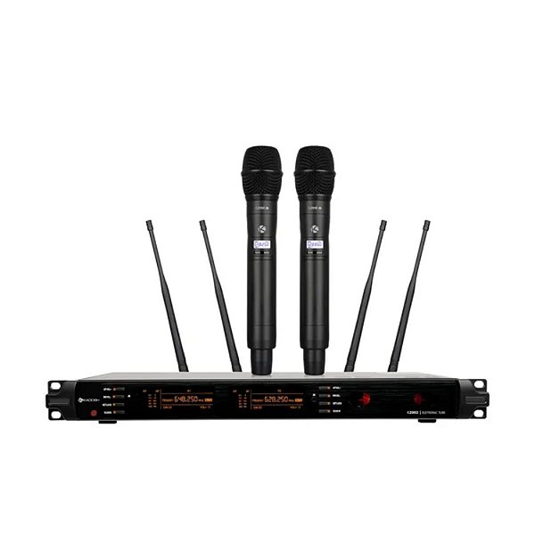 MICROFONE SEM FIO KADOSH K2002M BASTÃO DUPLO VALVULADO TUBE UHF
