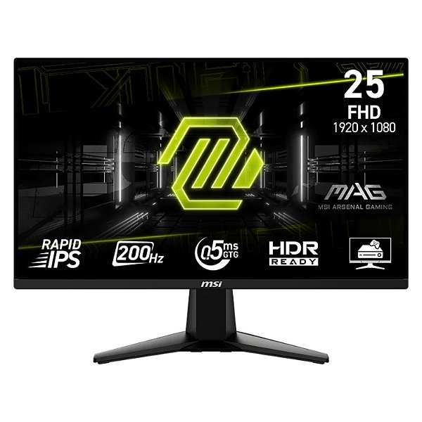 MONITOR GAMER MSI MAG 25" FULL HD 200HZ 0.5MS RAPID IPS FREESYNC PREMIUM HDR READY PRETO MAG 255F E20