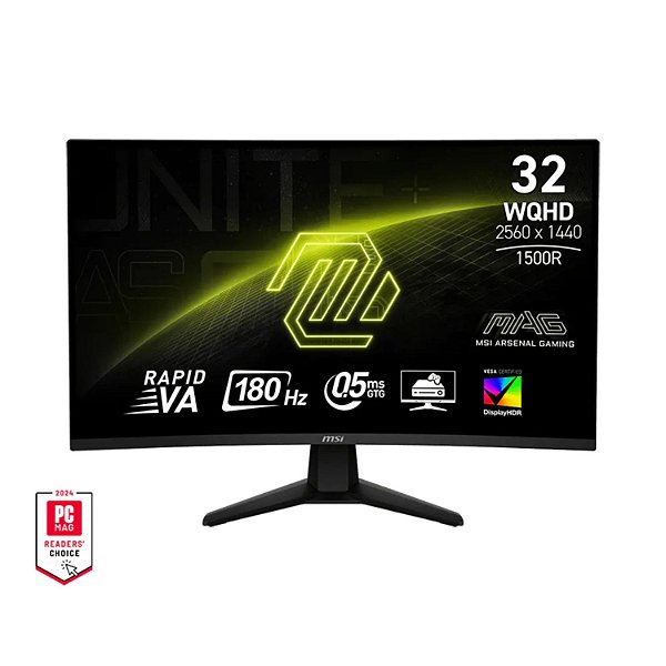 MONITOR 31.5" MSI MAG32 CQ6F LED CURVO 1500R WQH D 2560X1440 180HZ 9S6-3DC91M-004