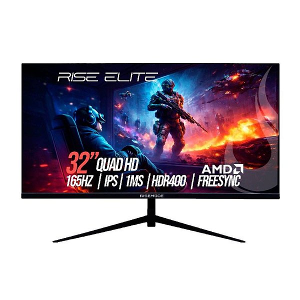 MONITOR GAMER RISE MODE ELITE 32" QHD 2K 165HZ IPS 1MS HDMI DISPLAYPORT RM MOG 32F1652K B