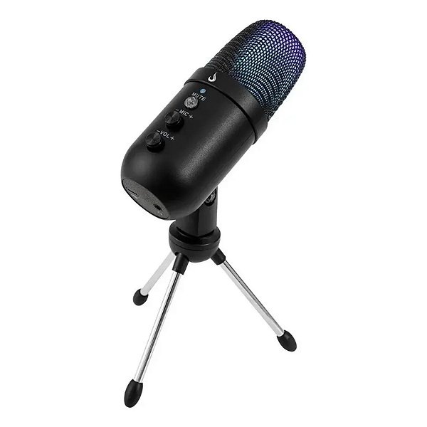 MICROFONE GAMER RISE MODE DE MESA ELITE 01 RGB PRETO RM-ME-01B USB-C